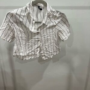 Striped crop top button up